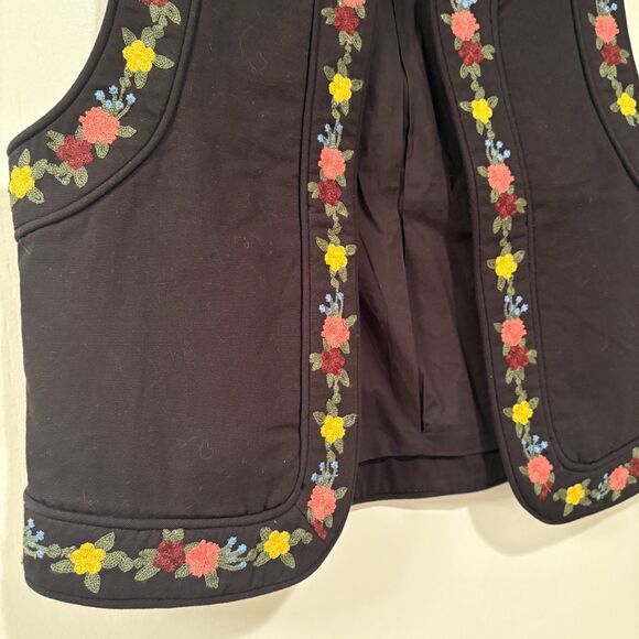 Sezane x Aimie Floral Embroidered Sleeveless Vest Black 34 - Picture 3 of 8